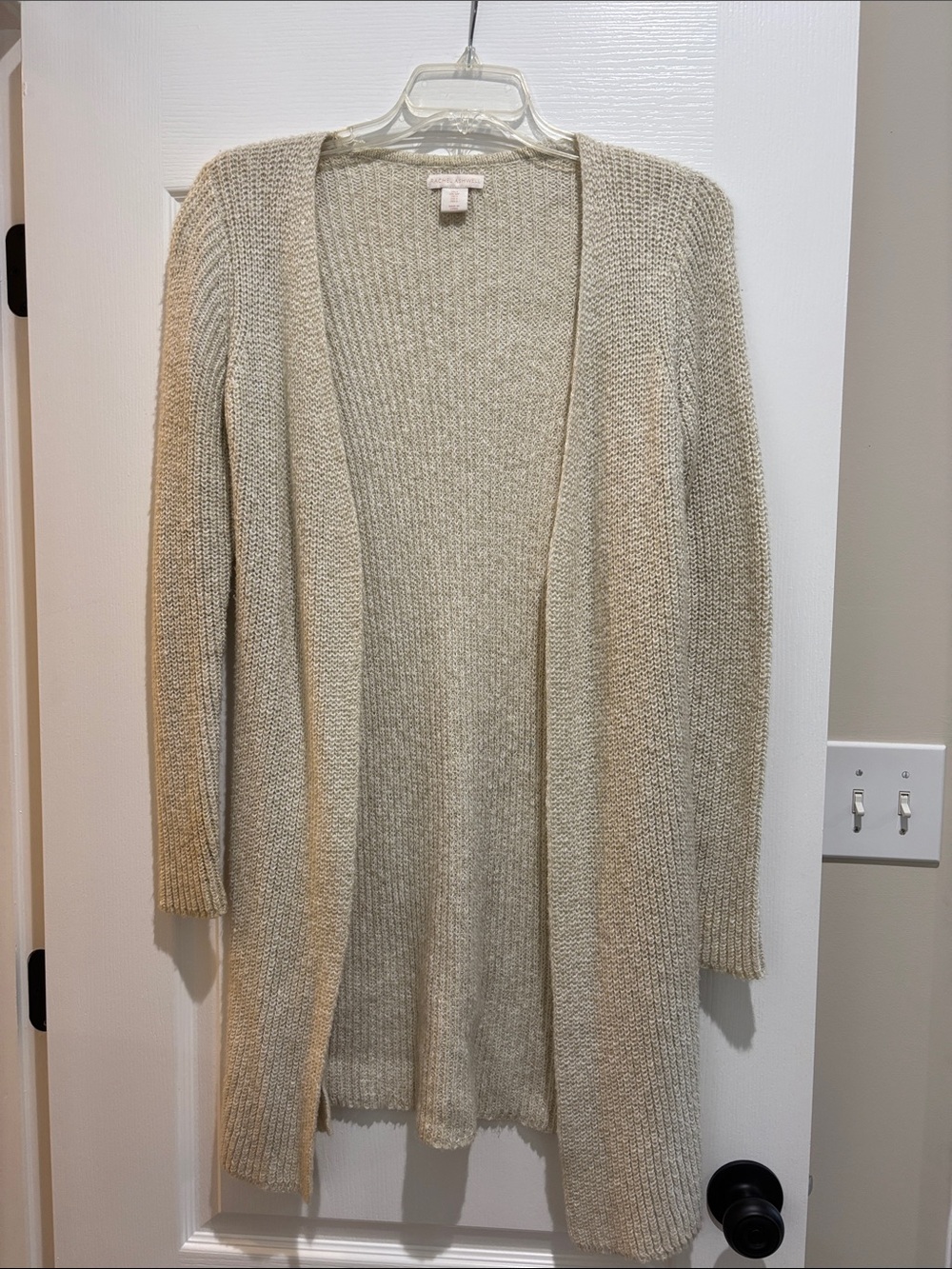 Open-Front Women's Cardigan Sweater in Light Beige